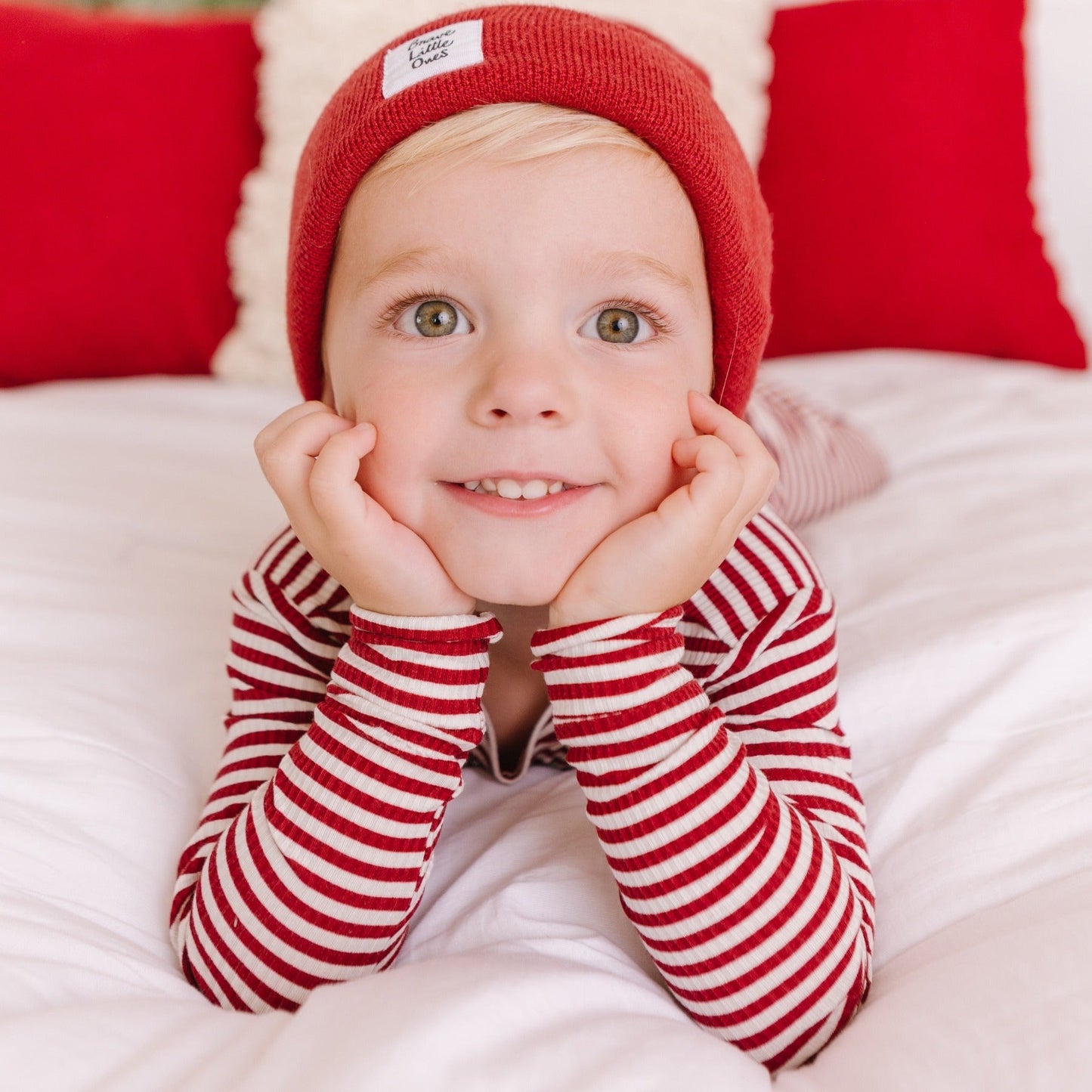 Ribbed Two-Piece Bamboo Pajama Set | Red Stripe