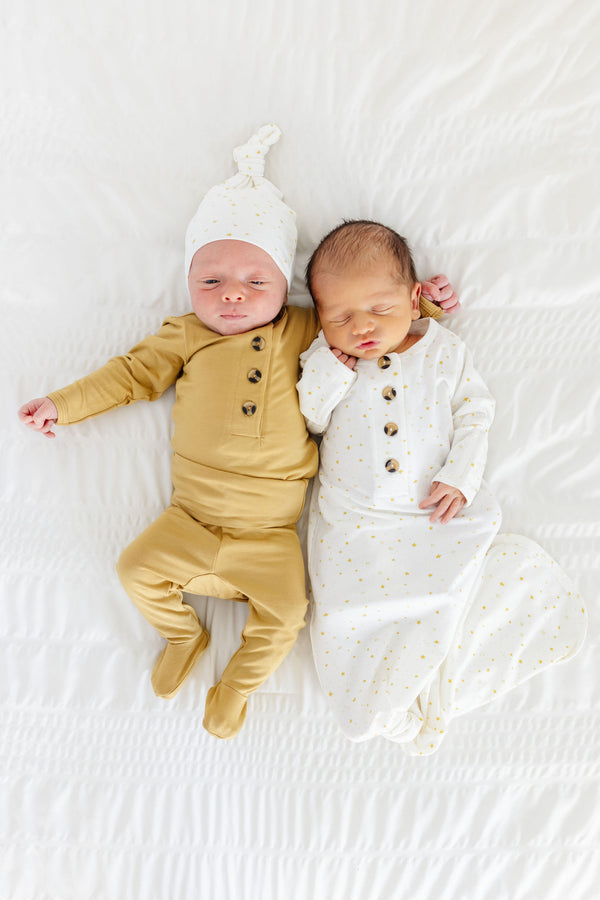 Sutton Top and Bottom Set & Charlotte Top Knot Hat (6-12M)