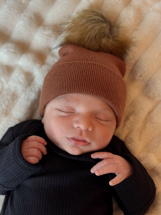 Baby's First Hat | Sandalwood Fur Pom