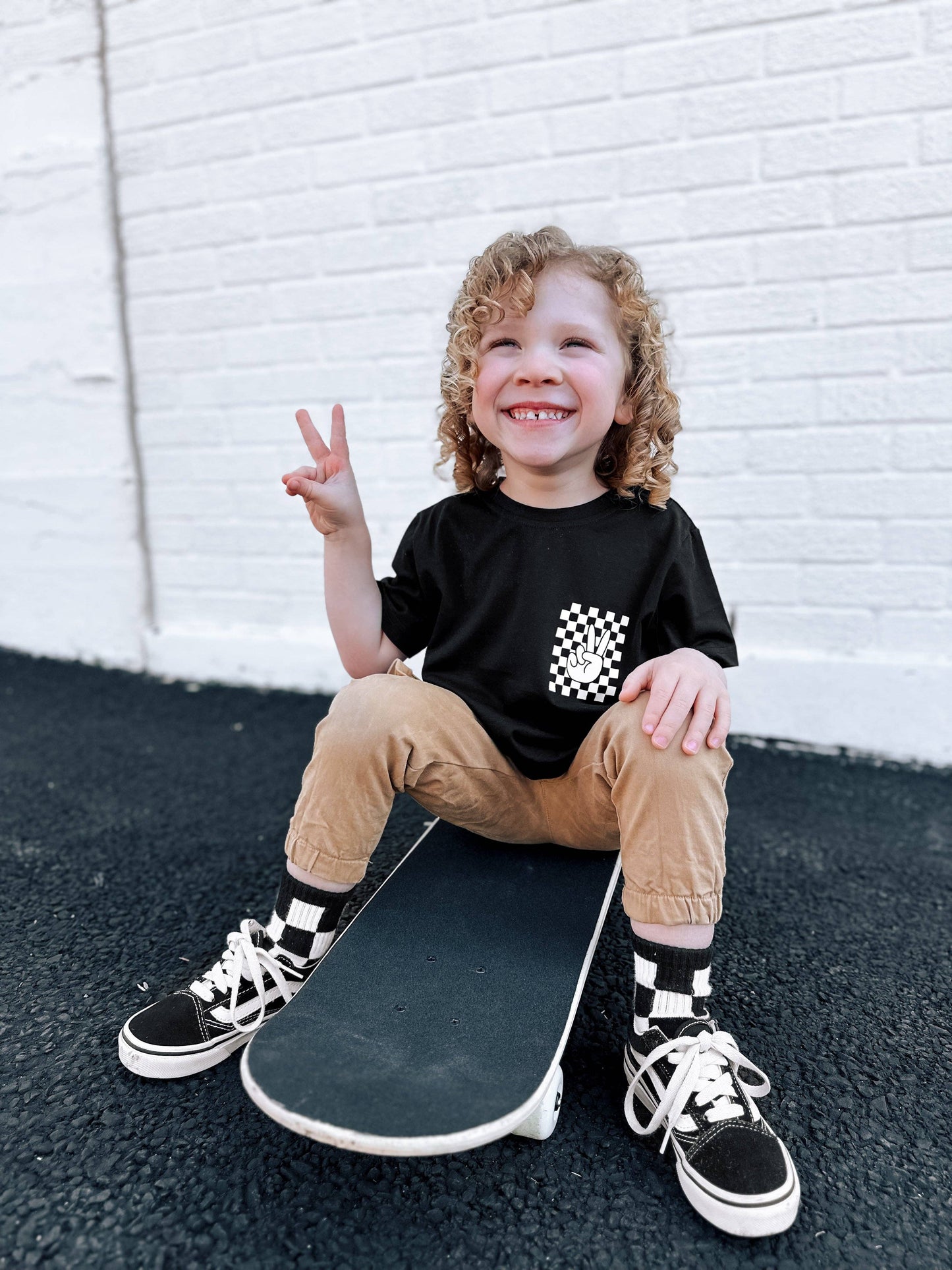 Black + White Checker Sock