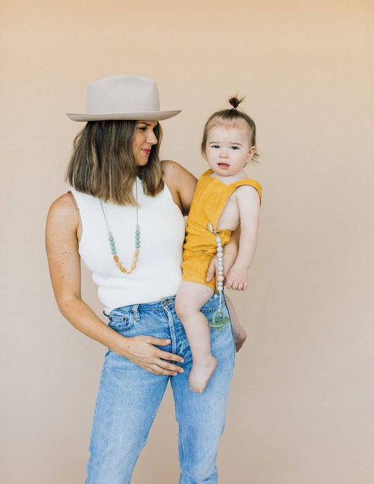 Classic Pacifier Clip | Wood + Grey