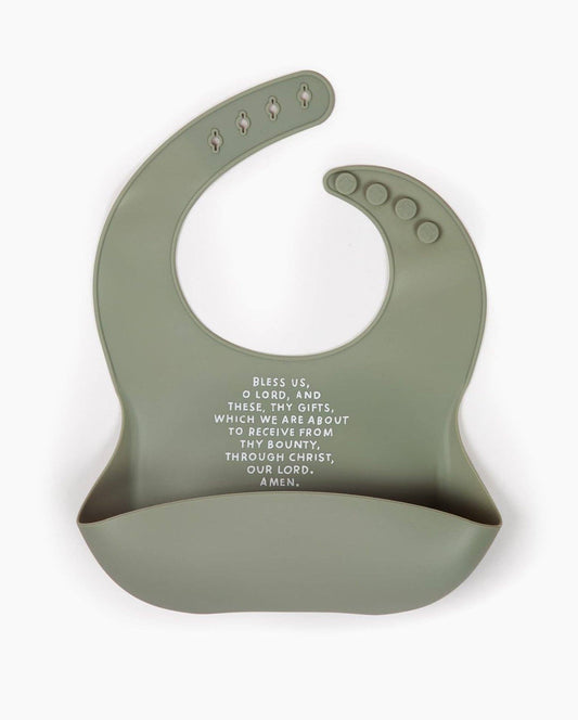 Meal Blessing Silicone Bib: Sage Green