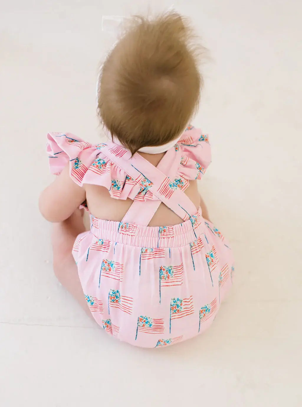 Emmy Bubble Romper in Pink Flags