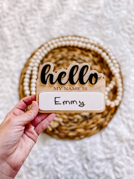 Hello My Name Is | Dry Erase Birth Announcement Sign