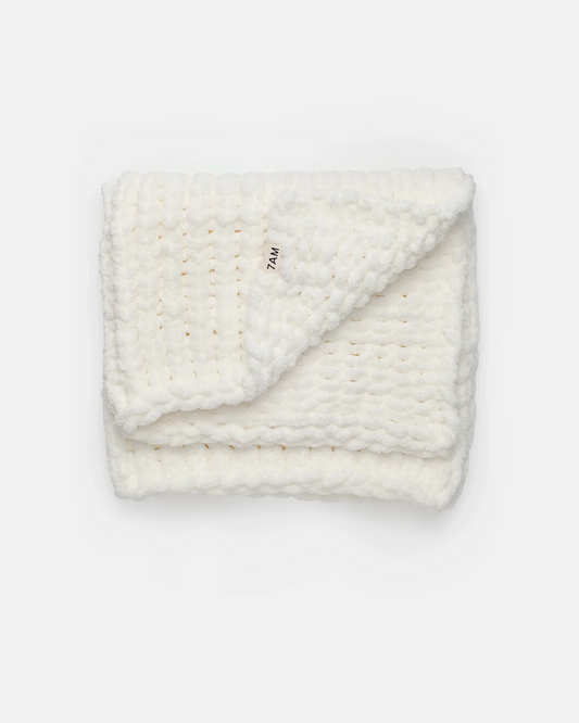 Handknit Chenille Throw | Ecru