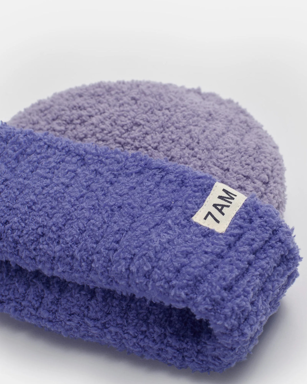 Two-Tone Fuzzy Ribbed Beanie | Taro Imperial