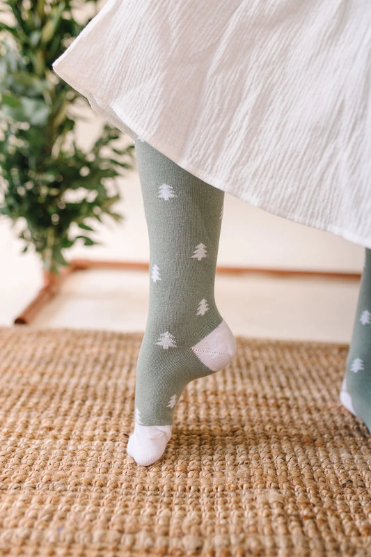 Sage + White Pine Tree Tights