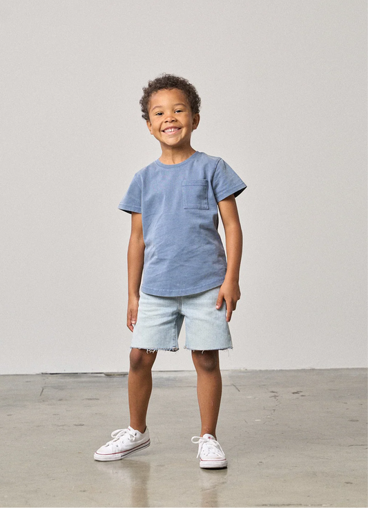 Acid Wash Pocket Tee | Navy