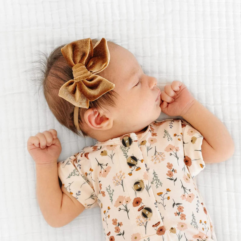 Cinnamon Velvet Bow | Nylon Headband