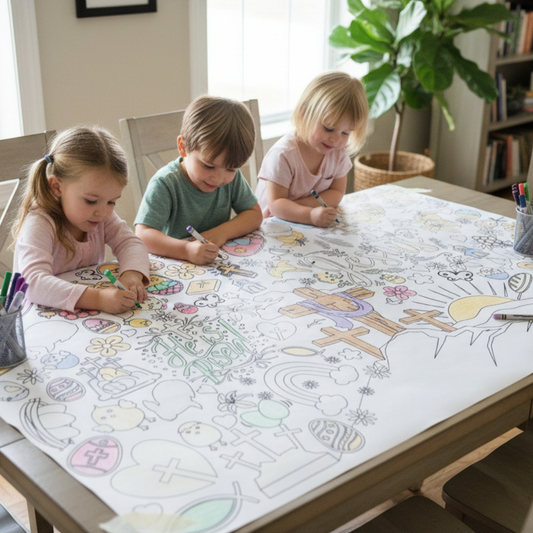 Religious Easter Coloring Tablecloth