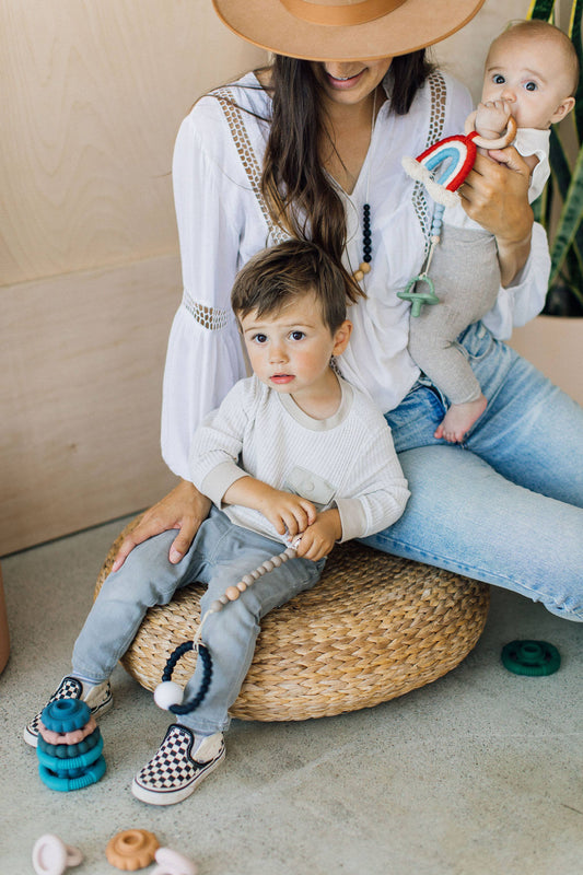 Classic Pacifier Clip | Wood + Shadow Grey
