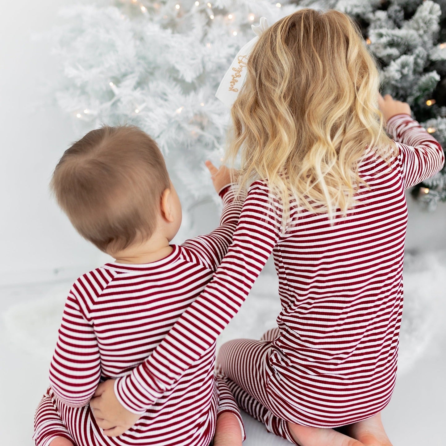 Ribbed Two-Piece Bamboo Pajama Set | Red Stripe