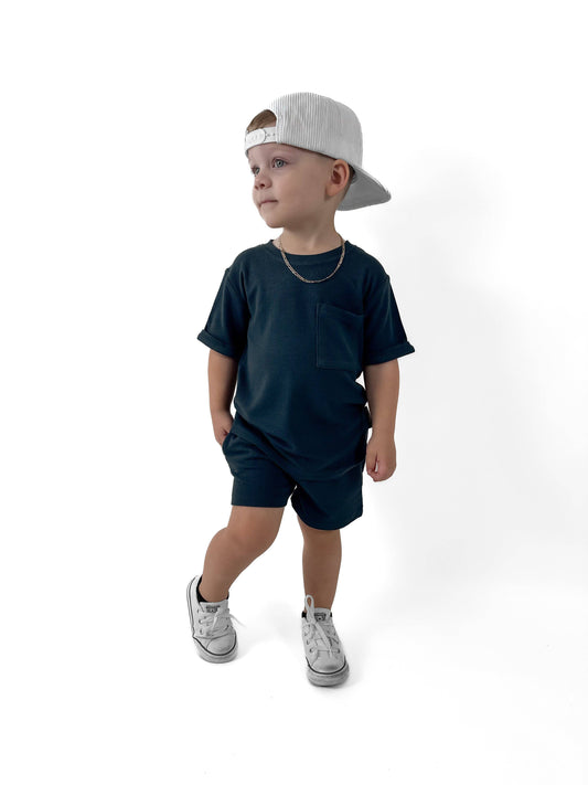 Bamboo Waffle Pocket Tee | Dusk