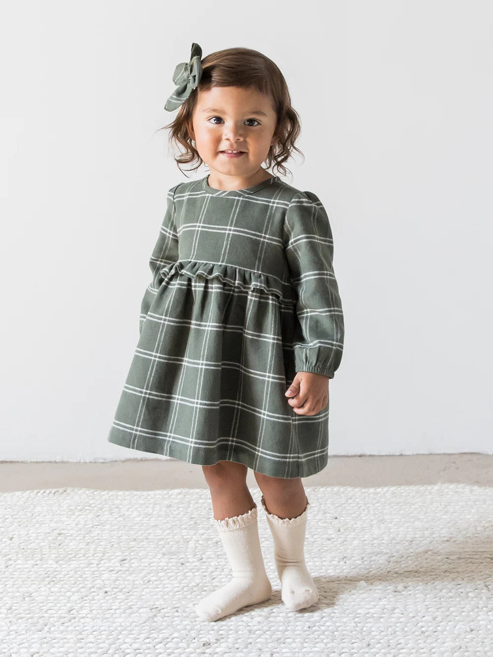 Sydney Flannel Ruffle Dress | Cypress Plaid