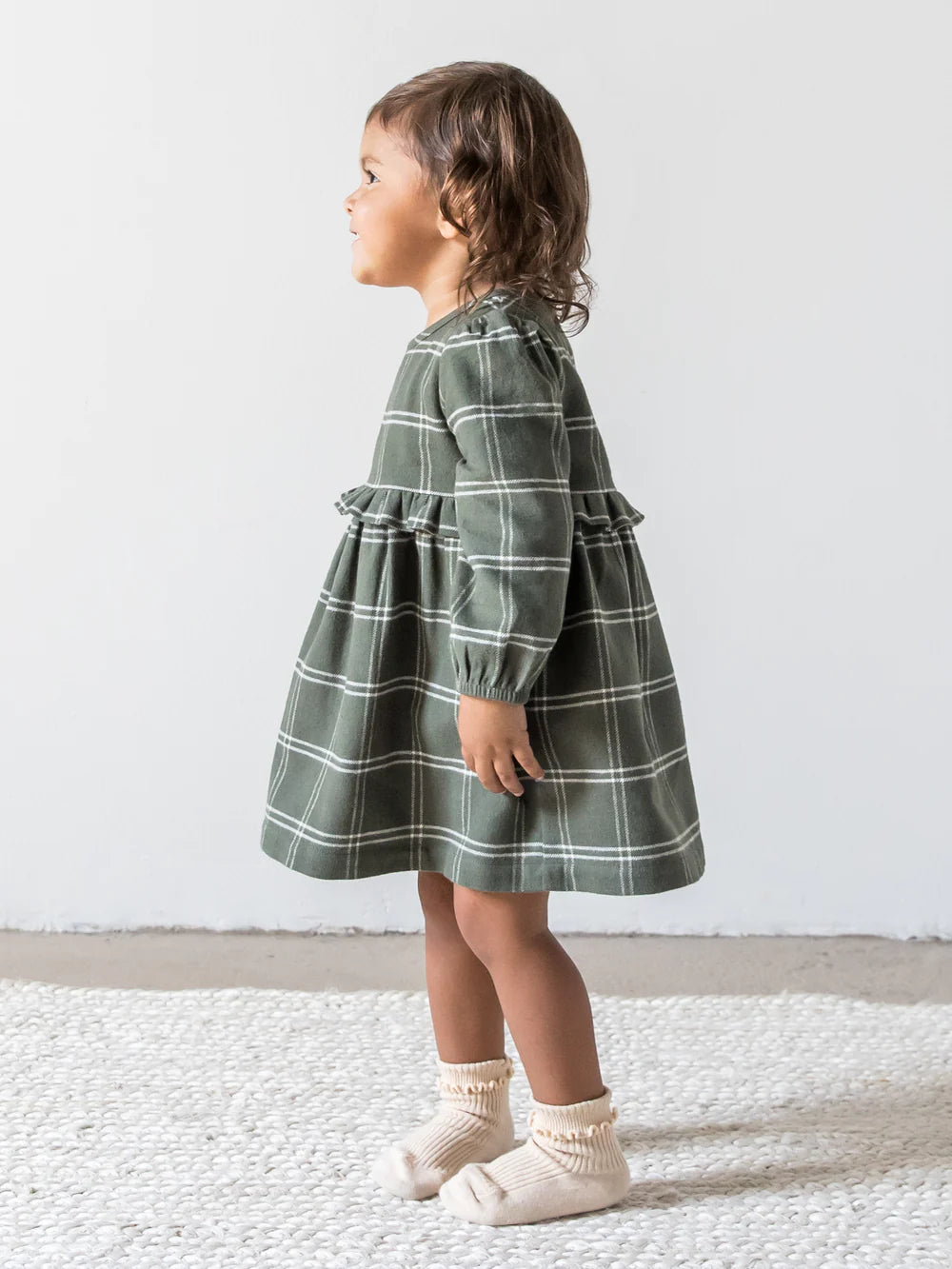 Sydney Flannel Ruffle Dress | Cypress Plaid