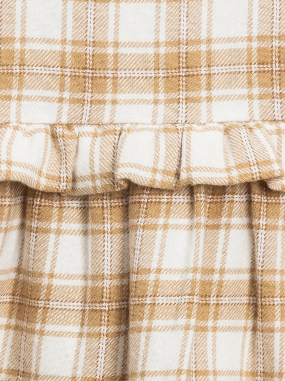 Sydney Flannel Ruffle Dress | Latte Plaid
