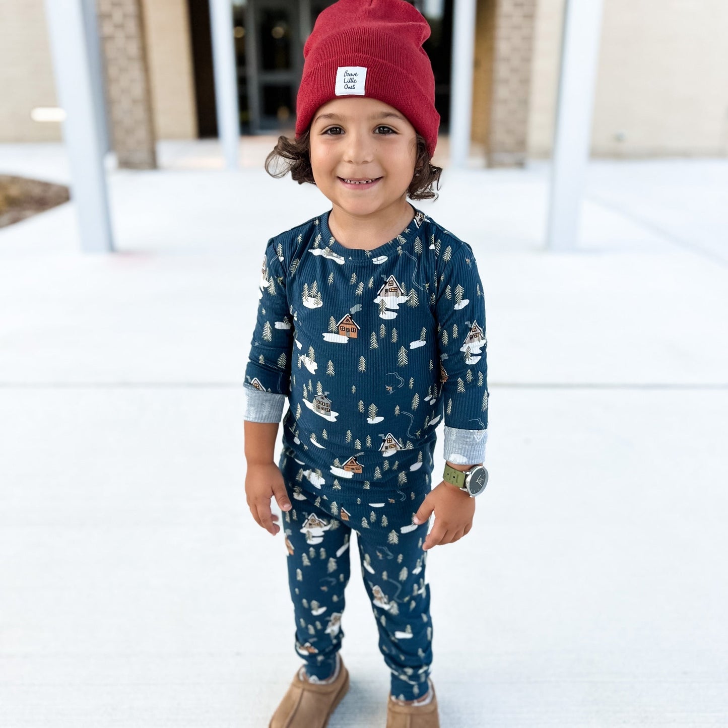 Ribbed Two-Piece Bamboo Pajama Set | Snowy Village