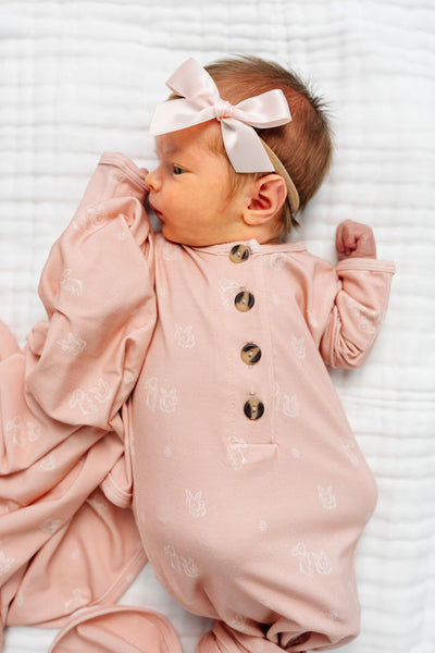 Blush Satin Bow | Nylon Headband
