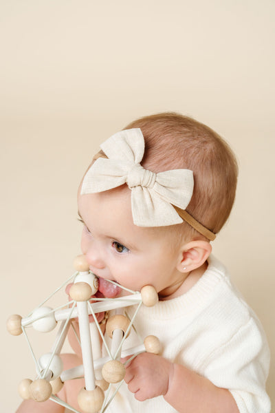 Sand Linen Bow | Clip