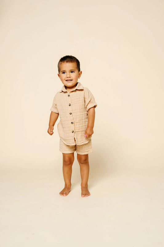 Cloud Muslin Button Up Shirt | Tan