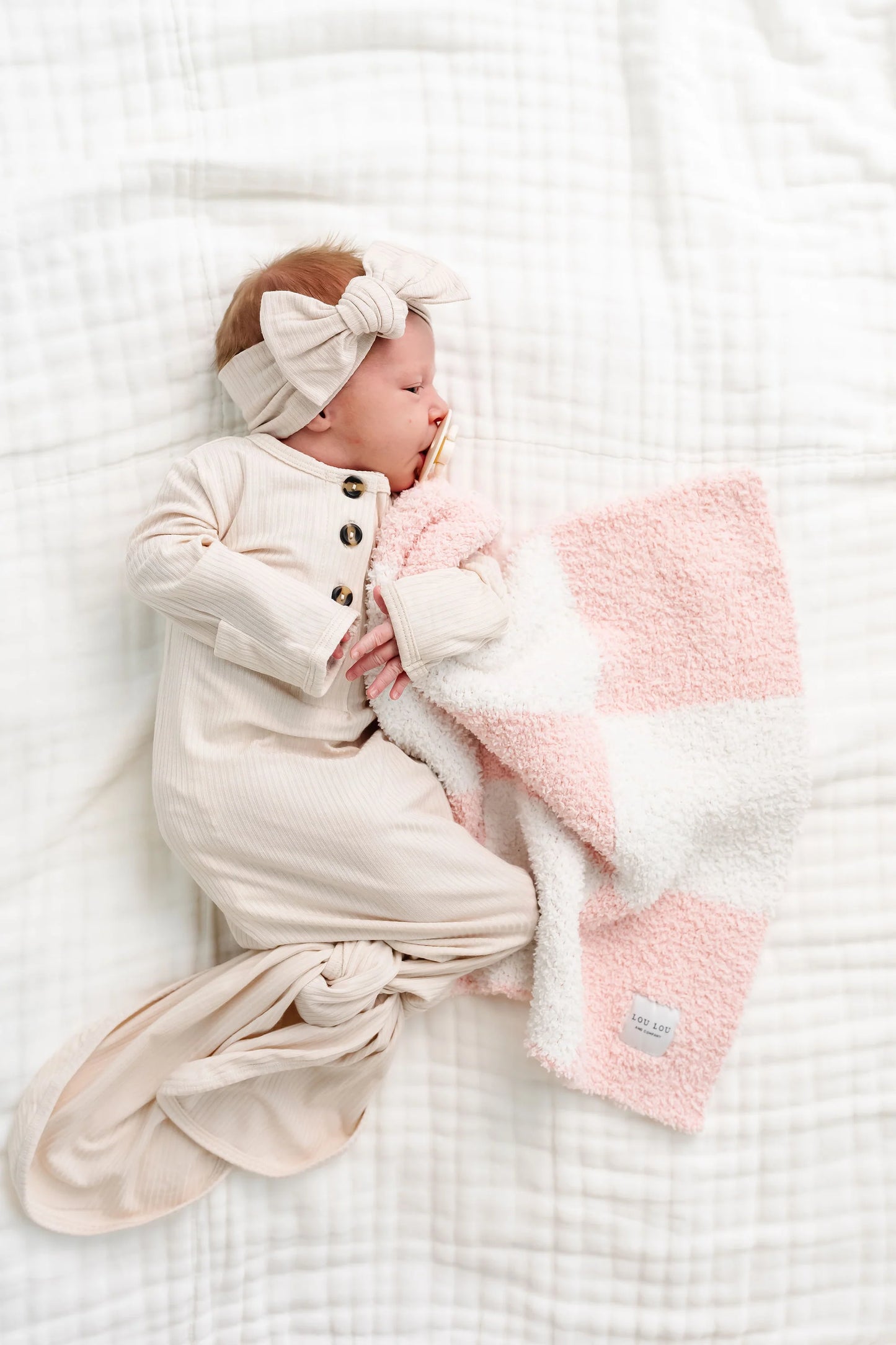 Chenille Lovey/Mini | Blush Check