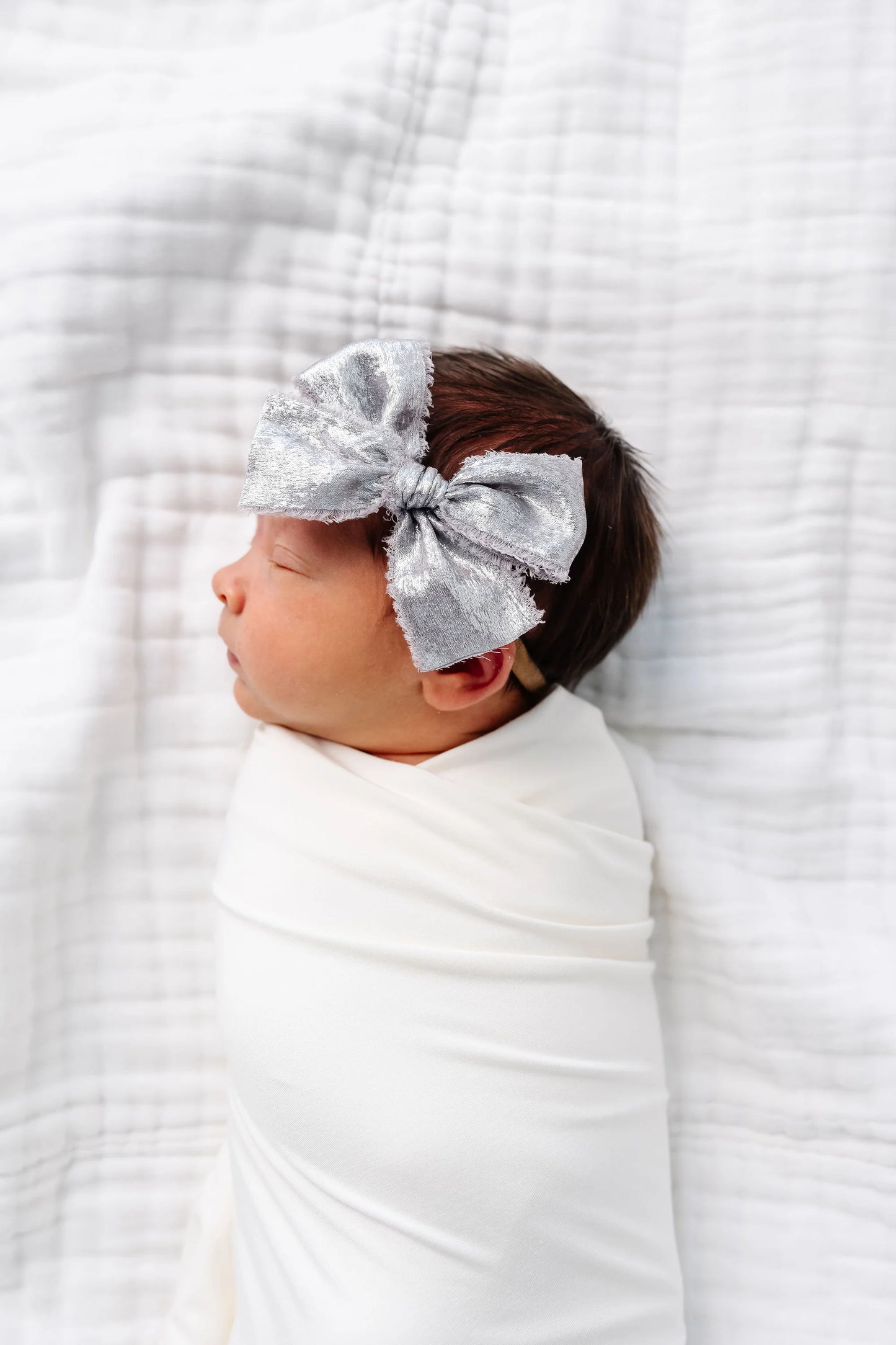 Chrome Shimmer Chiffon Bow | Nylon Headband