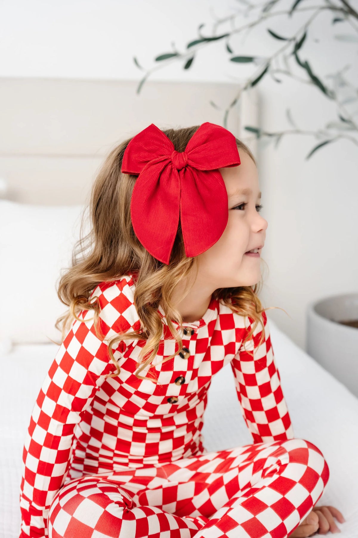Red Corduroy Heirloom Bow | Clip