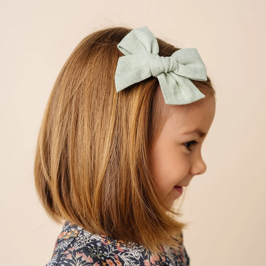 Sage Linen Bow | Hair Clip
