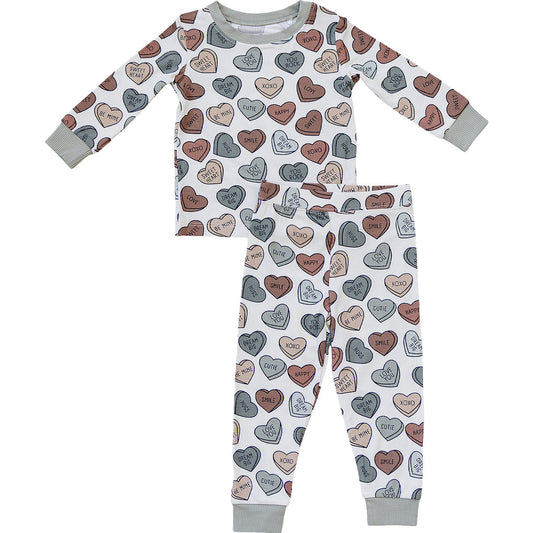 Conversation Hearts Ribbed Bamboo Cozy Pajama Set