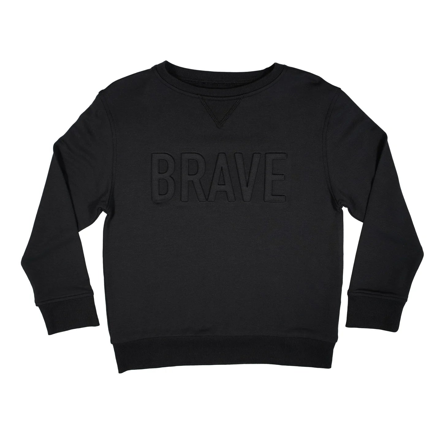 French Terry Pullover | Jet Black with Embossed BRAVE