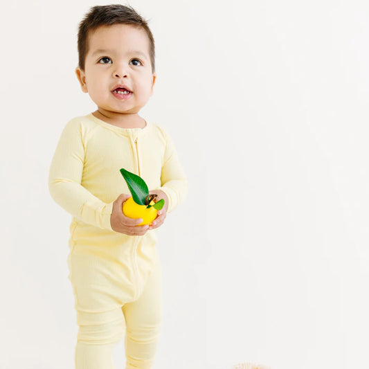 Bamboo Sleeper w/ Fold-Over Feet  | Lemon Yellow (Small Ribbed)