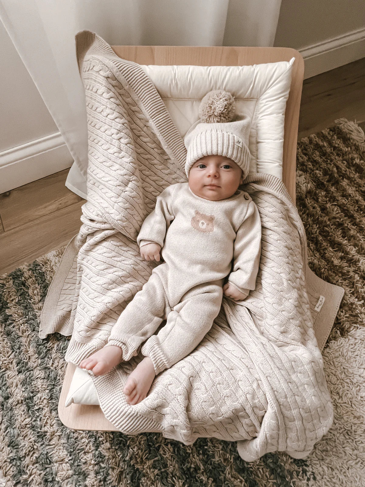 Bear Jacquard Jumpsuit | Beige
