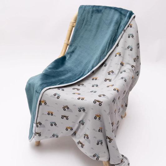 Monster Trucks Small Ribbed Bamboo Plush Blanket