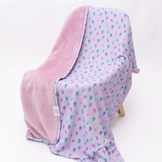 Lilac Daisies Small Ribbed Bamboo Plush Blanket