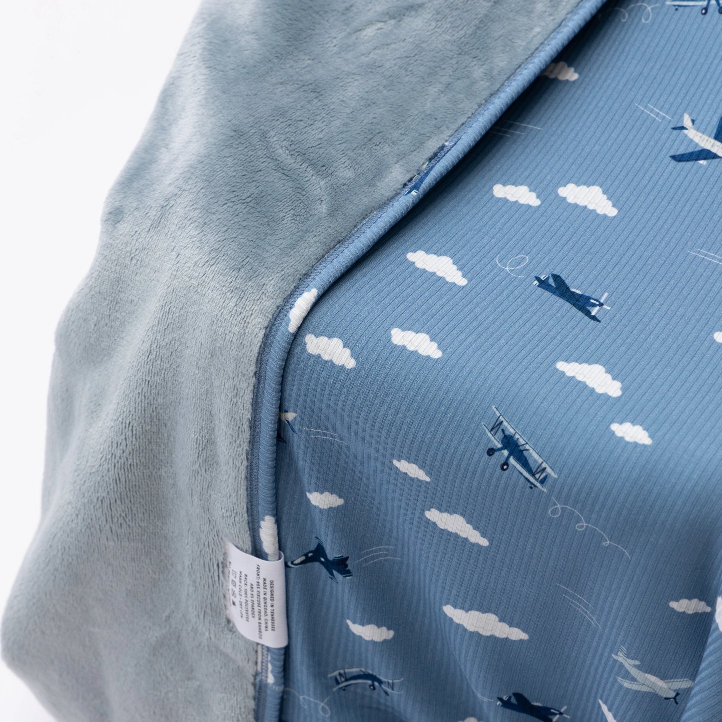 Take Flight Blue Small Ribbed Bamboo Plush Blanket