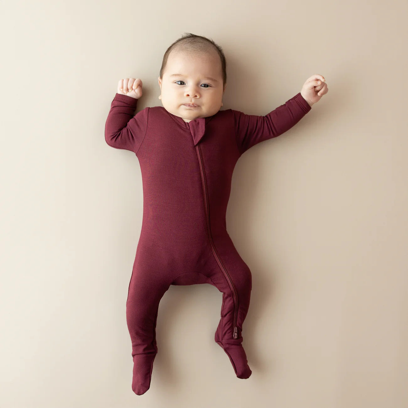 Bamboo Zippered Footie | Burgundy