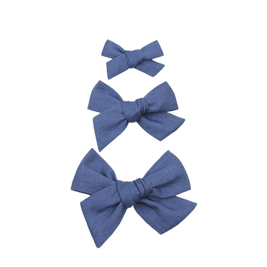 Linen Bow Hair Clip | Cadet