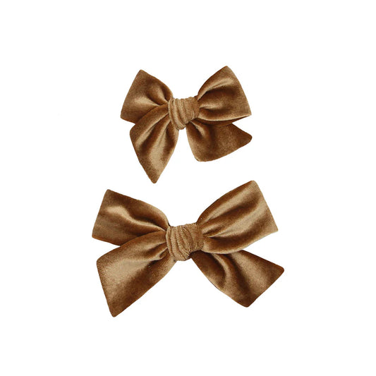 Cinnamon Velvet Bow | Clip