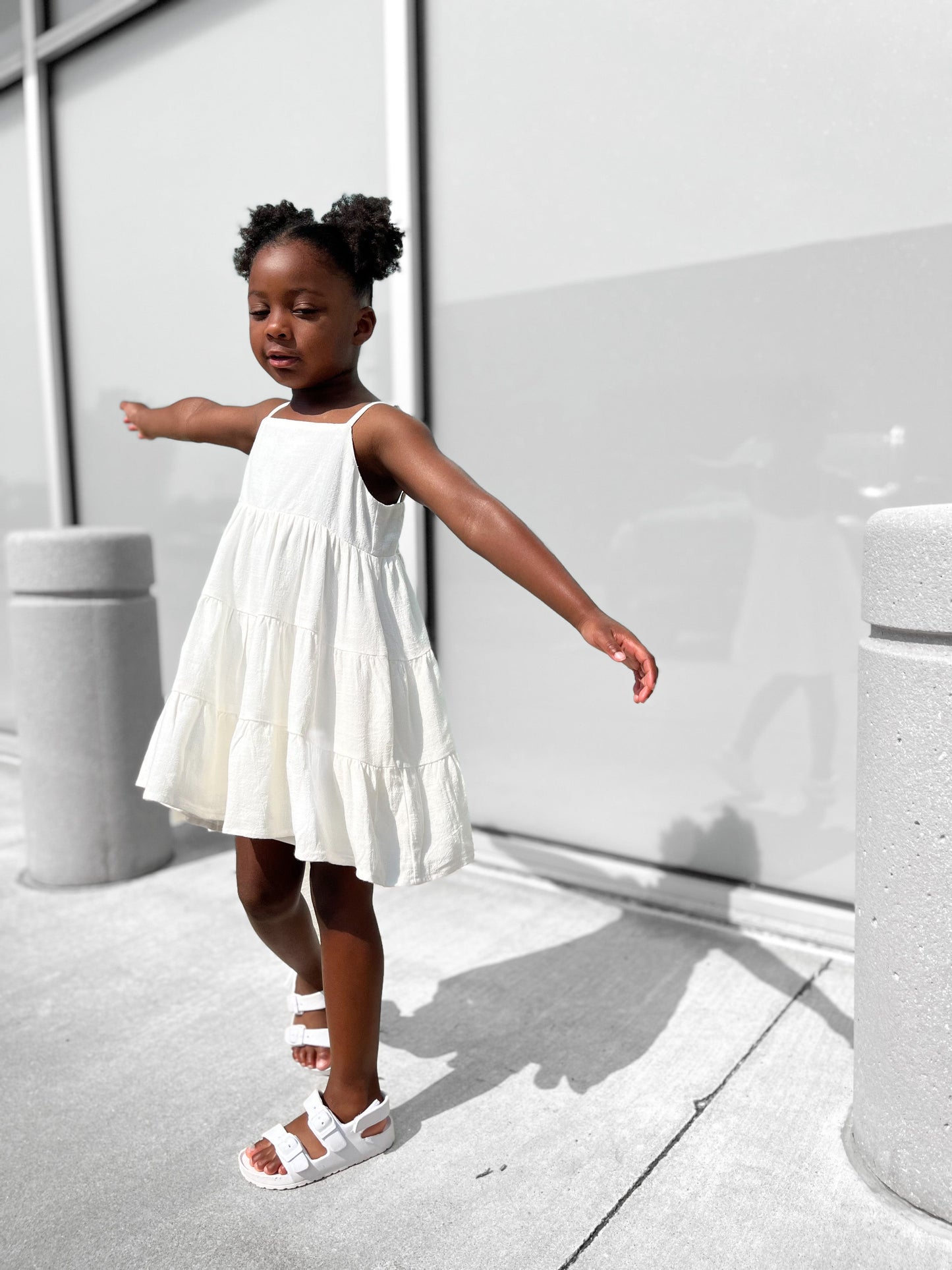Linen Tiered Dress | White