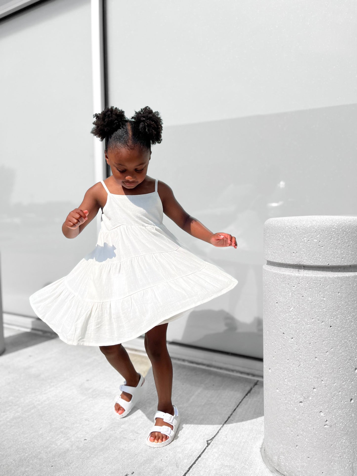 Linen Tiered Dress | White