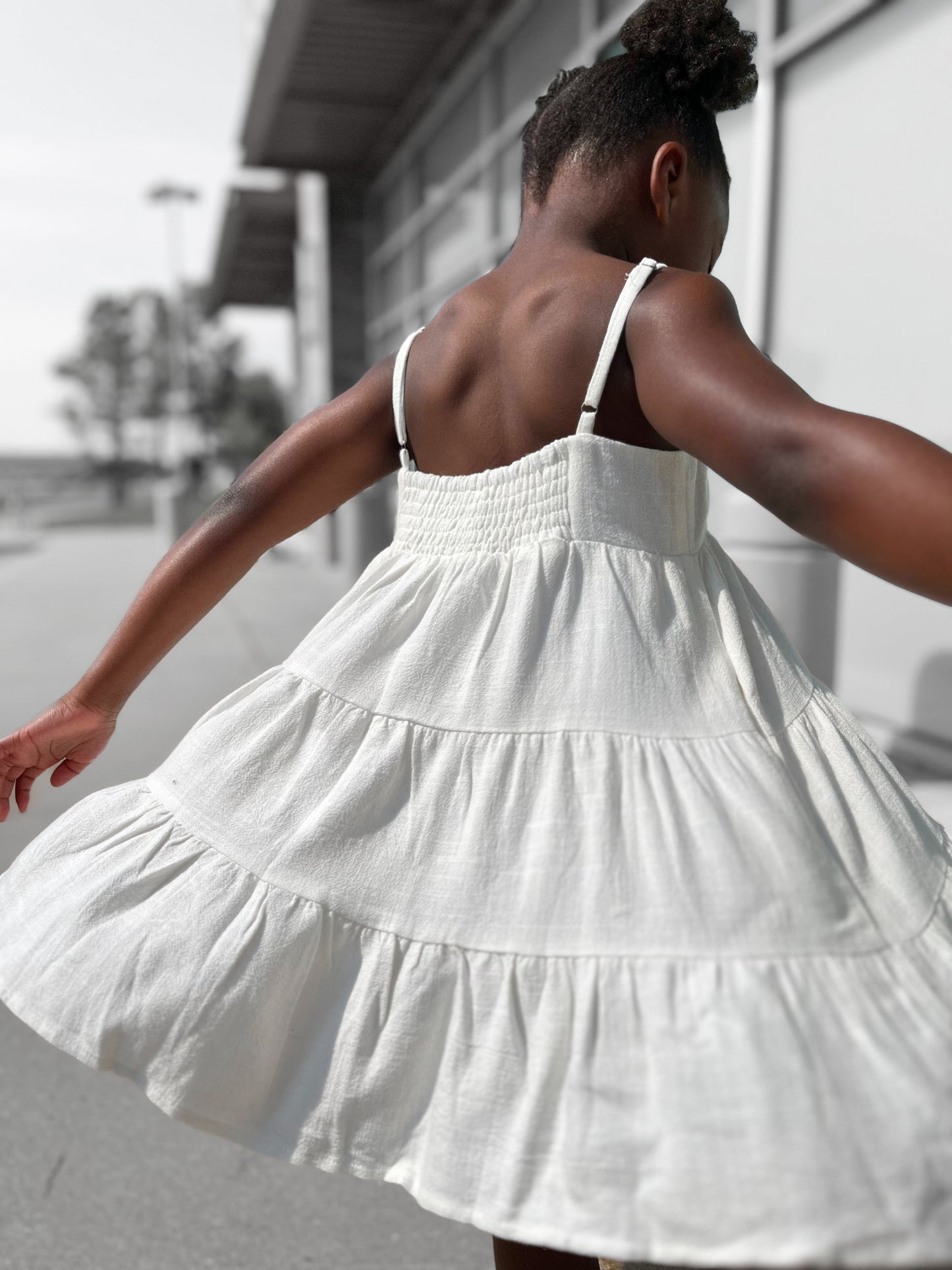 Linen Tiered Dress | White