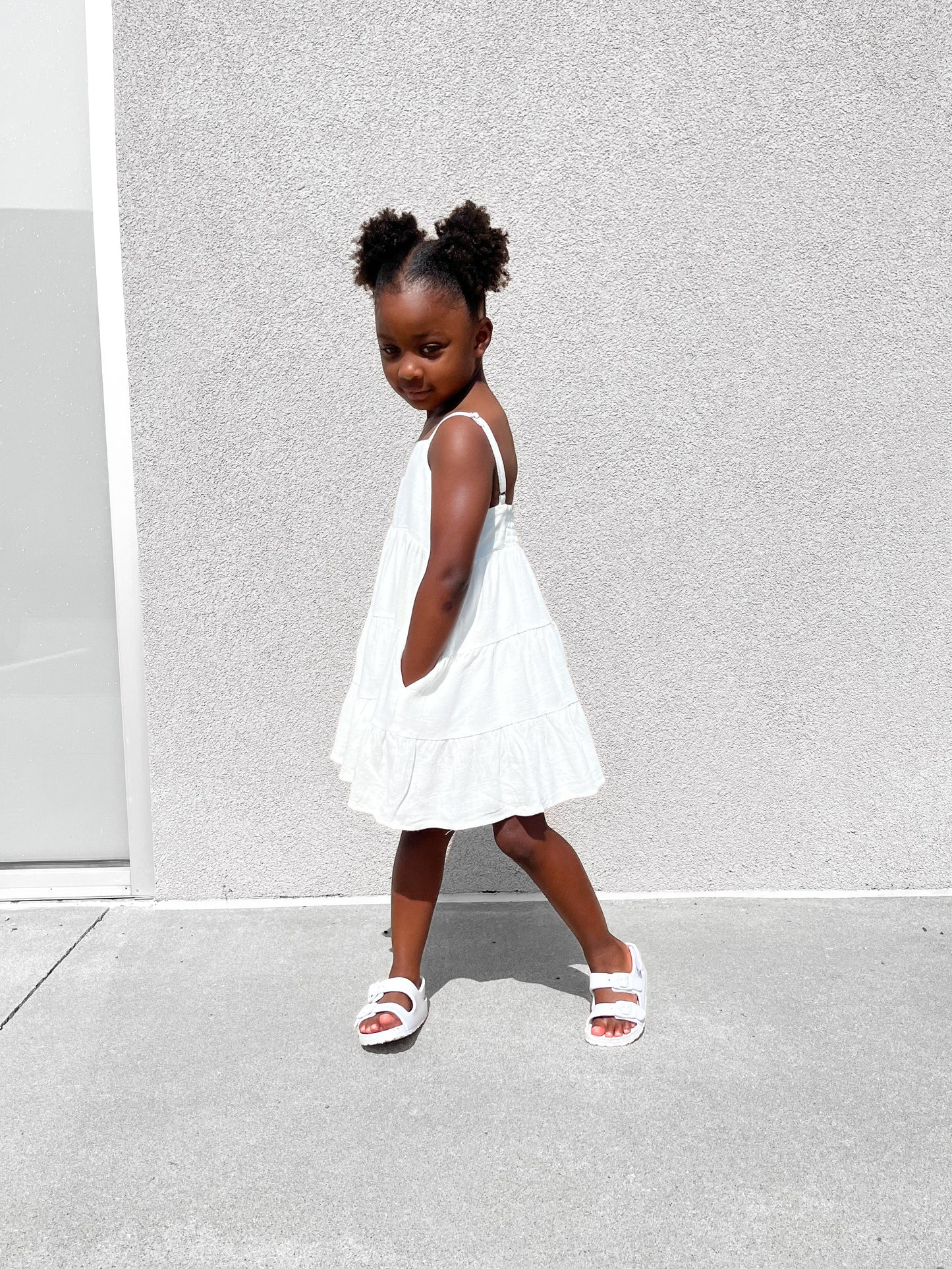 Linen Tiered Dress | White