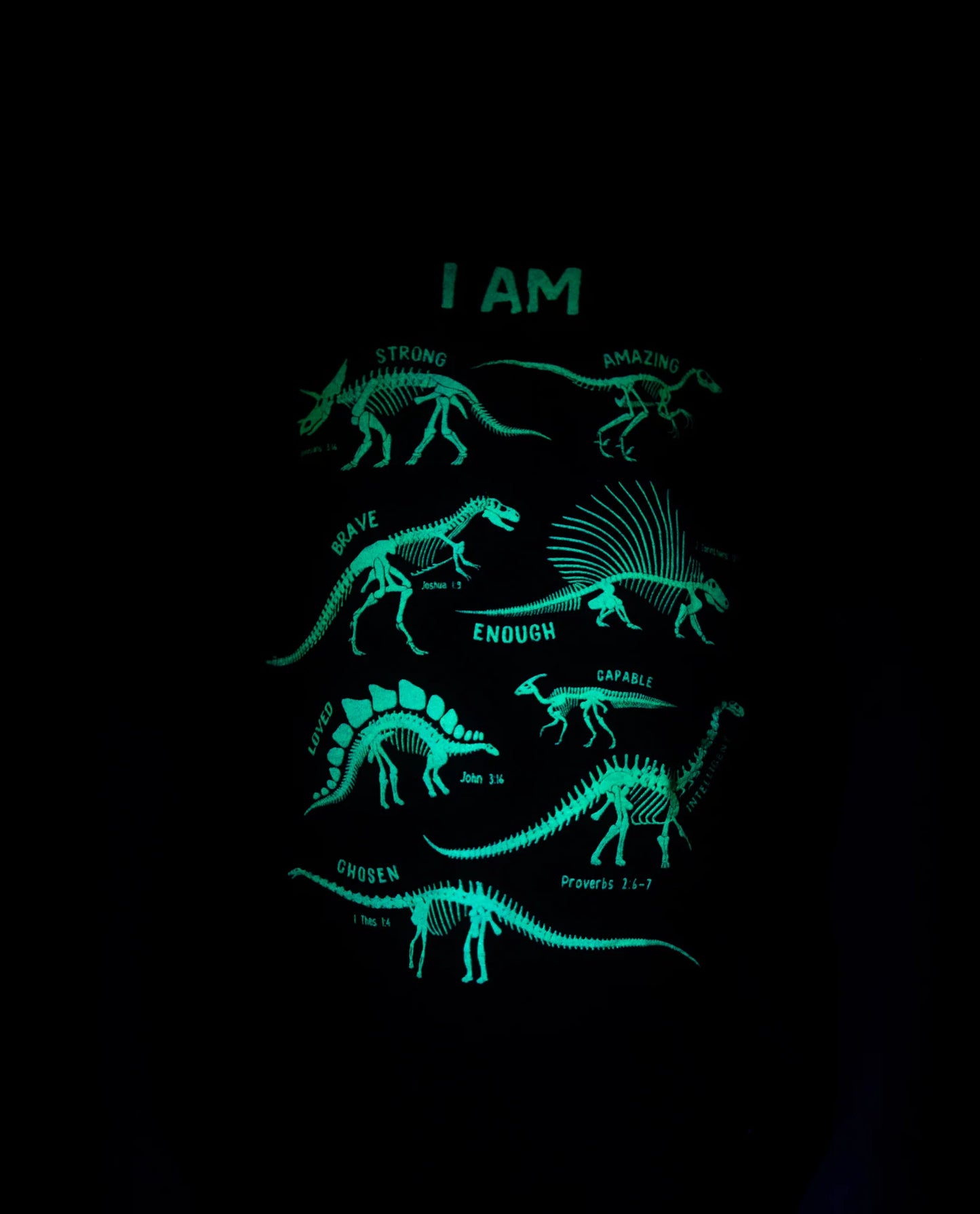 Dinosaur Skeleton Affirmation T-shirt | Glow in the Dark