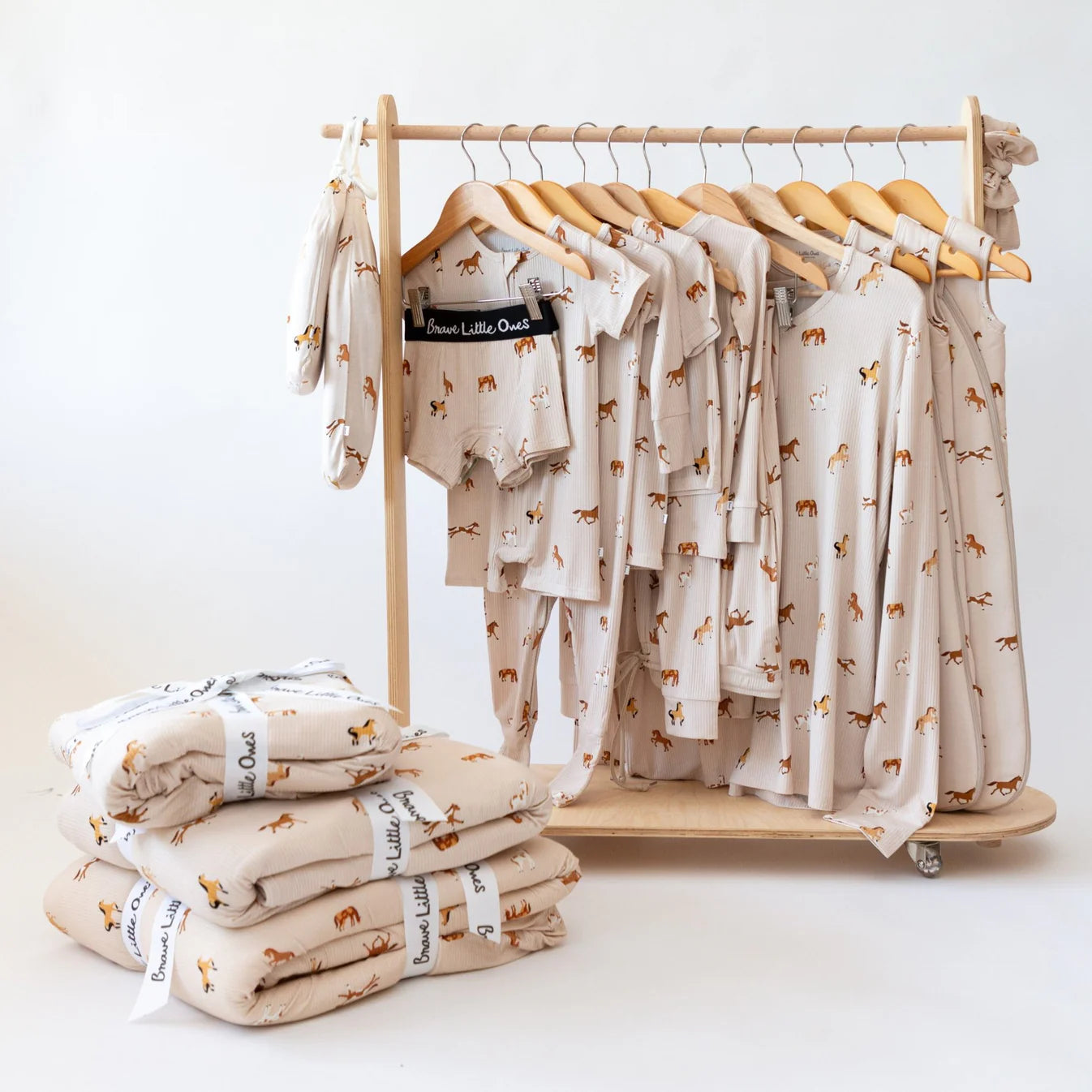 Two-Piece Bamboo Pajama Set | Neutral Horses