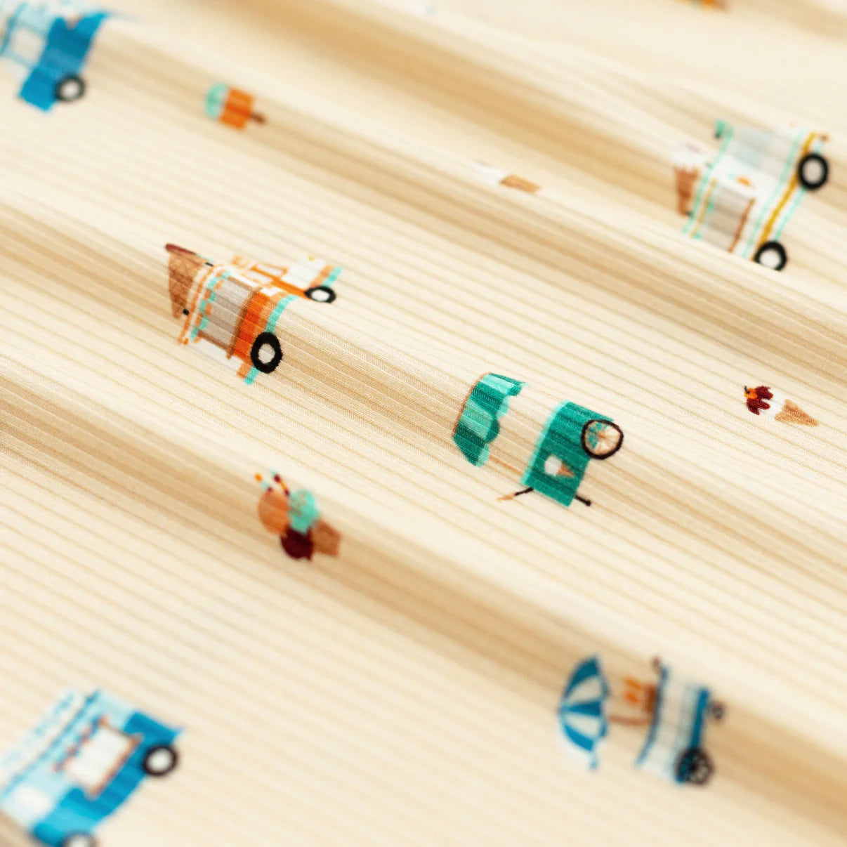 Bamboo Sleeper w/ Fold-Over Feet | Ice Cream Trucks (Ribbed)