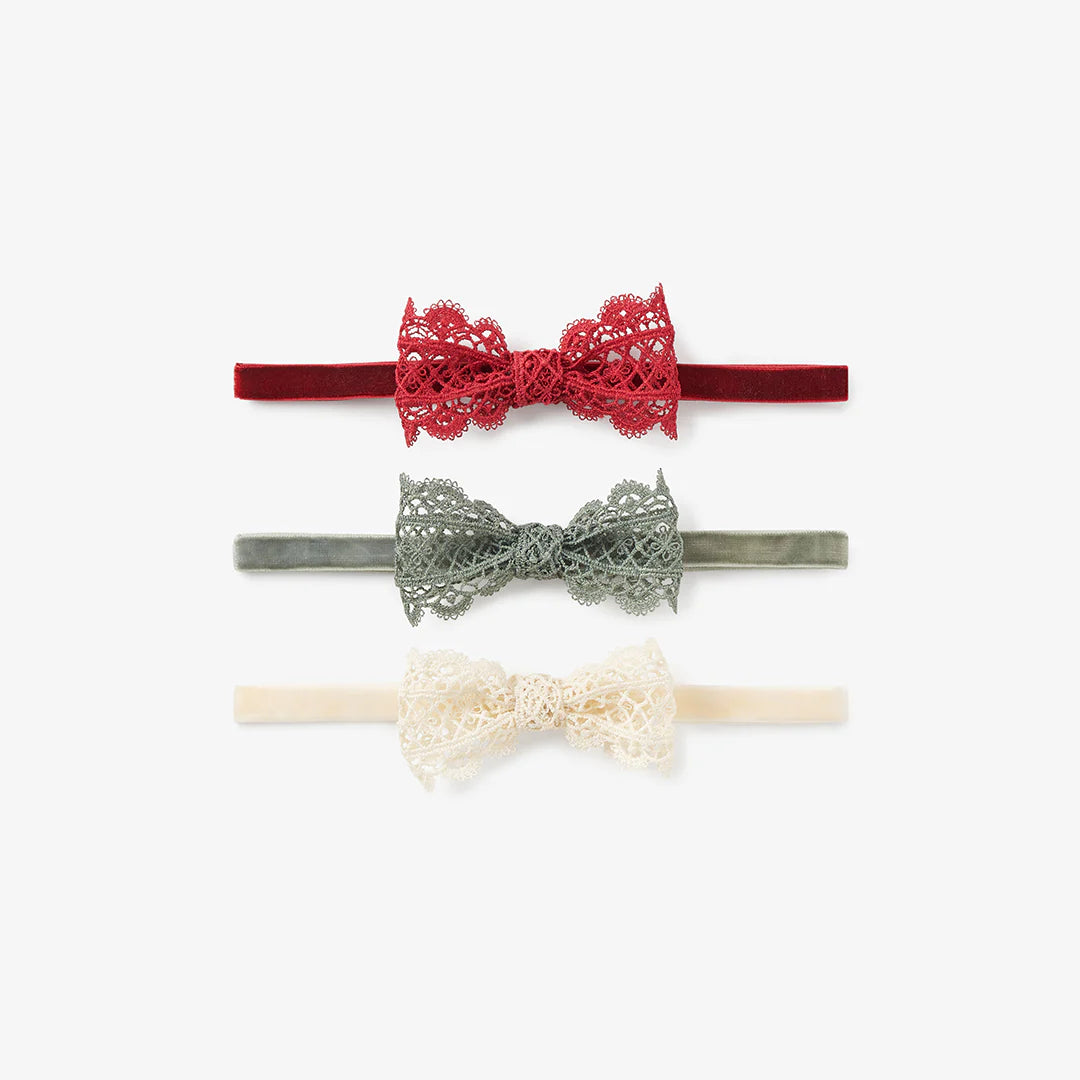 Holiday Lacey Baby Bow Headband | 3 Pack
