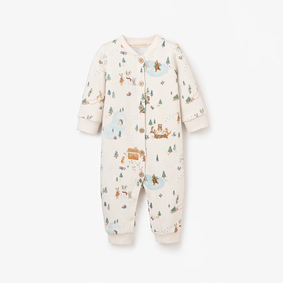 Whimsical Winter Wonderland Printed Fleece Jumpsuit