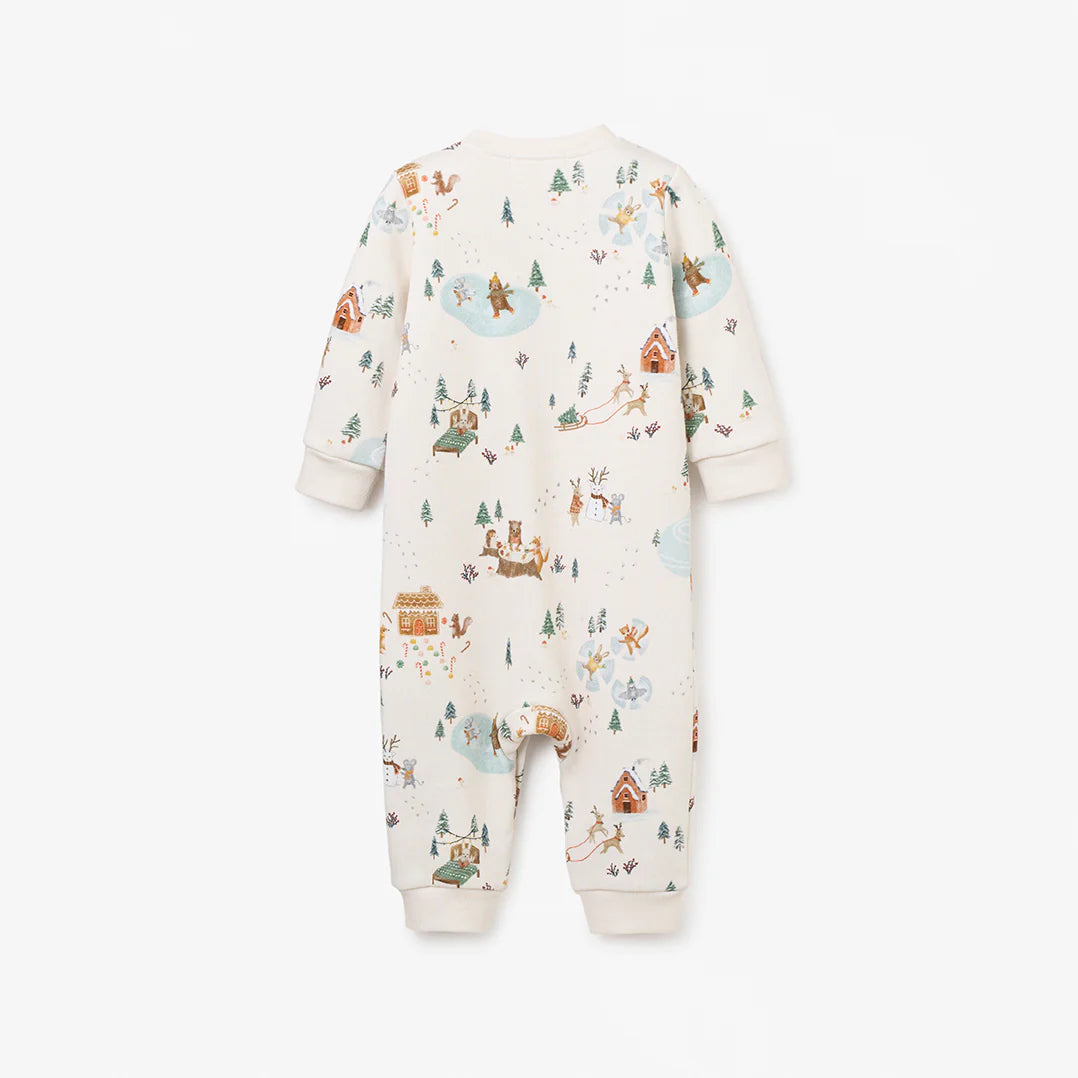 Whimsical Winter Wonderland Printed Fleece Jumpsuit