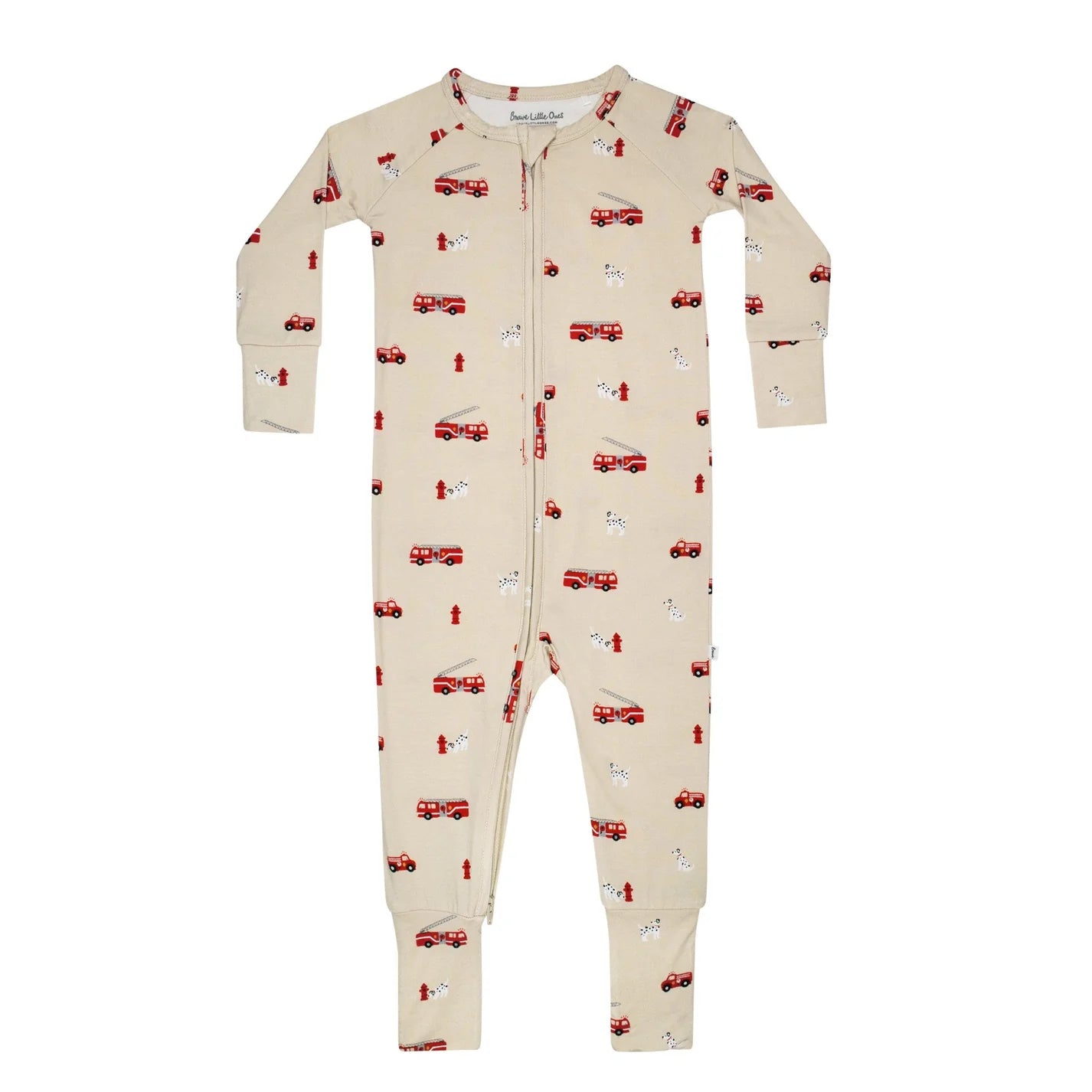 Bamboo Zip Sleeper w/ Fold-Over Feet | FireTrucks