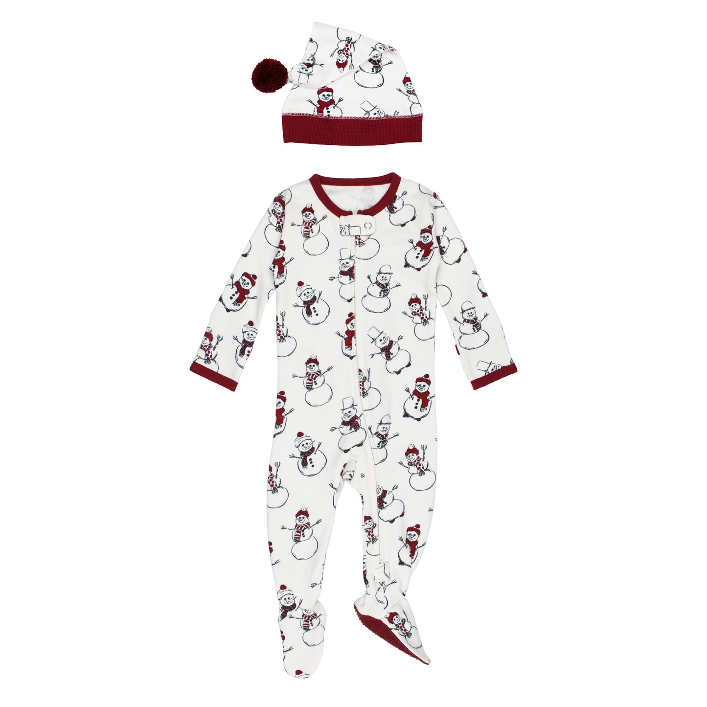 Holiday 2-Way Zipper Footie & Cap Set | Snow Day